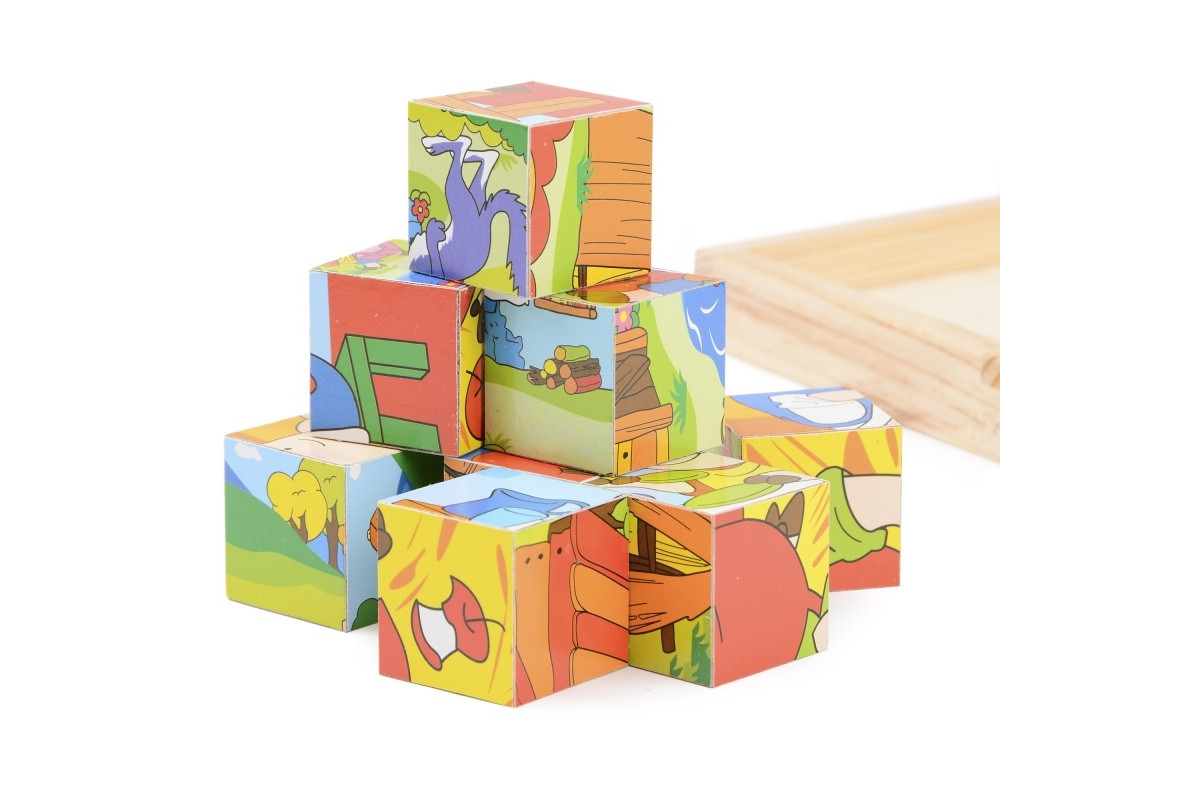 Іграшка для розвитку дерев'яні кубики ферма IE145