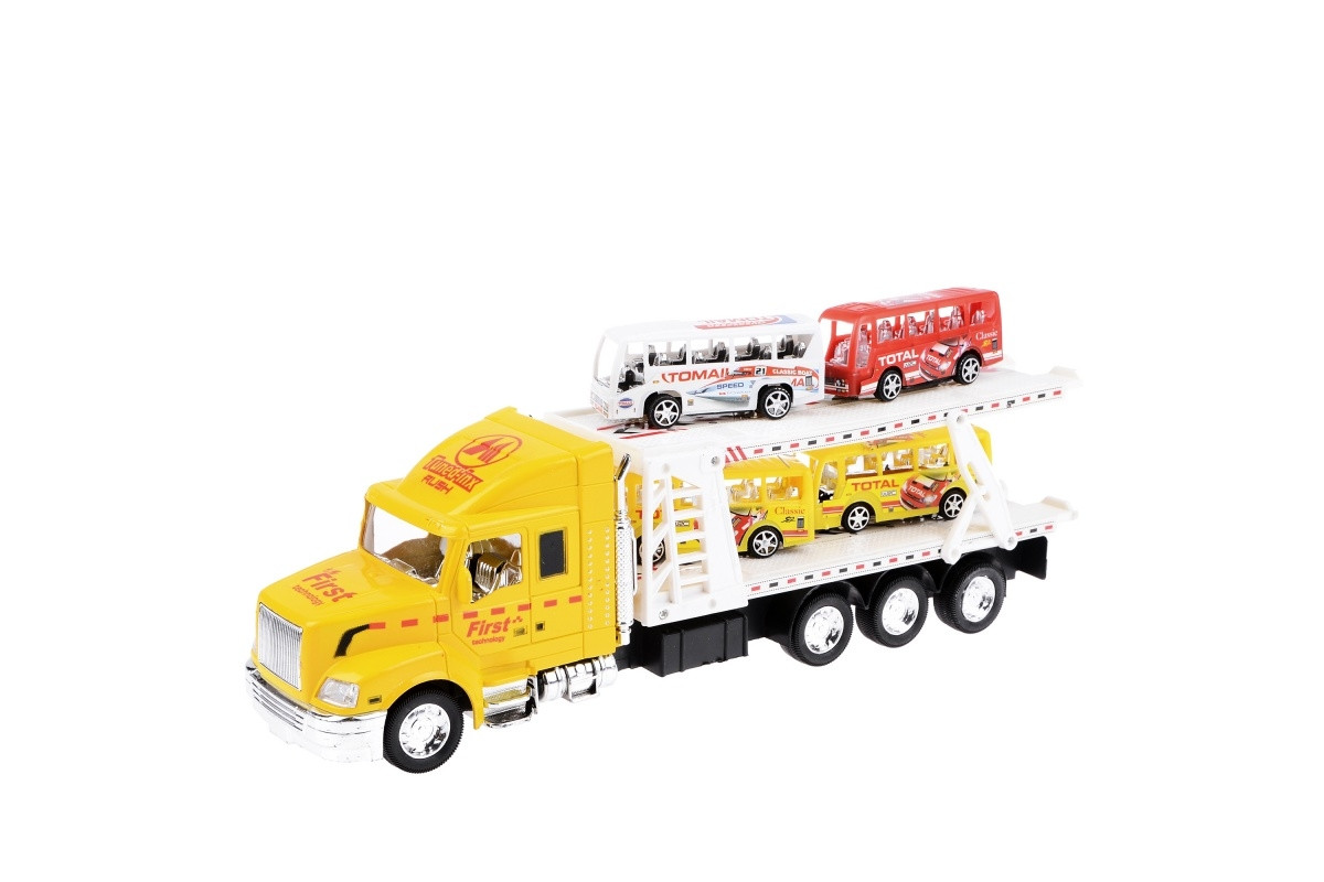 Іграшкова вантажівка з платформою і автобусами IM75A